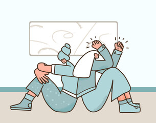 Mental disorder. Vector person with bad mood.