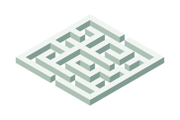Vector isometric maze. Green isometric 3d labyrinth on white background. Vector Illustration