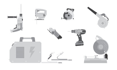 Set of Construction tool, Gray Mechanic tool