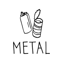 Metal recycle sign. Vector drawing and lettering.