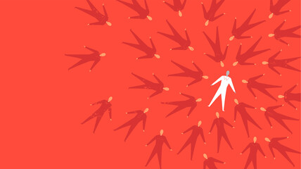 Uomini d'affari volanti nello spazio. Concetto per essere diverso, unico, speciale