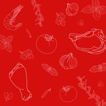 Food illustrations for decoration