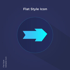 Right direction flat icon. Dynamic arrow icon. Right arrow icon in flat style.