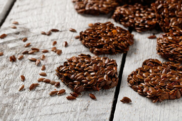 Bread from flax seeds on the table