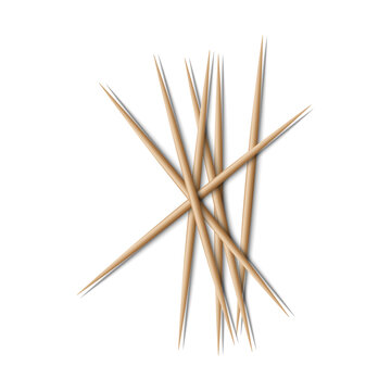 Pile of randomly scattered wooden toothpicks 3d realistic vector illustration