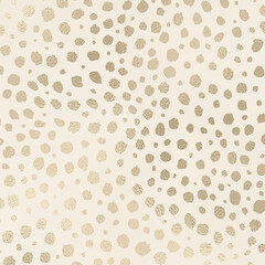 Metallic Champagne Gold Animal Print Pattern on Ivory Background, Cheetah