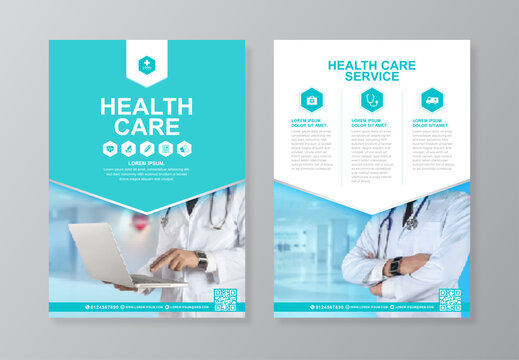 Corporate healthcare and medical cover and back page a4 flyer design template for print