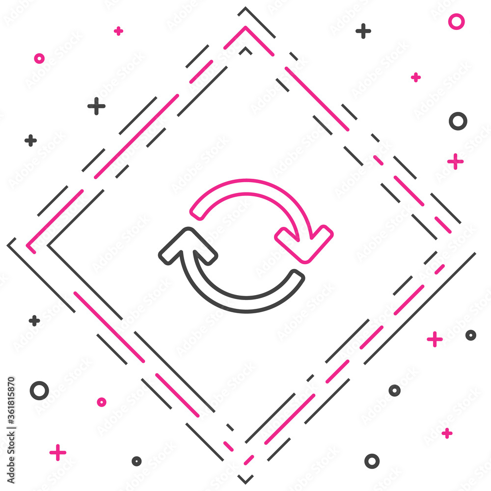 Poster line refresh icon isolated on white background. reload symbol. rotation arrows in a circle sign. col