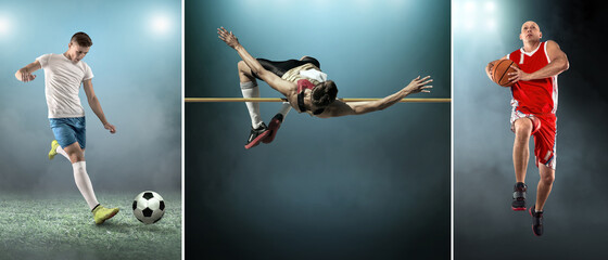 Sportsman in high jump action.