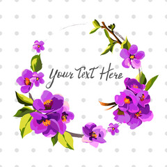 Vector cute floral frame, imitation watercolor, background object, decorative element with the ability to place text.