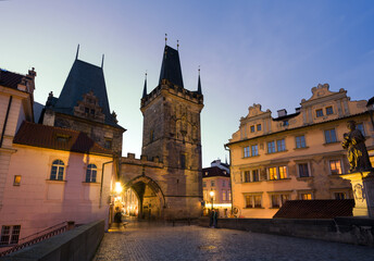 Fototapeta na wymiar Malostranská tower of Charles bridge in Prague