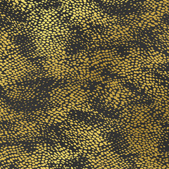 Metallic Gold Animal Print Pattern on Dark Gray Background, Snake