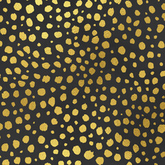 Metallic Gold Animal Print Pattern on Dark Gray Background, Cheetah