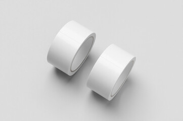 White duct tapes mockup on a grey background.