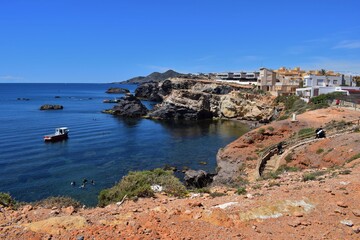 Fototapeta na wymiar Una barca en Cabo de Palos, Murcia