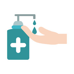 covid 19 coronavirus, apply sanitizer hands, prevention outbreak disease pandemic flat design icon