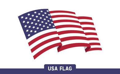 USA flag, national emblem of the United States of America. Vector design. Independence day patriotic symbol.