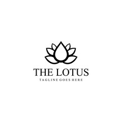 Illustration of modern lotus sign combined with essential oil drops looks minimalist and clean