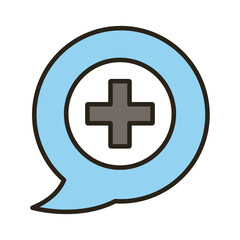 Obraz premium medical cross symbol in speech bubble line and fill style