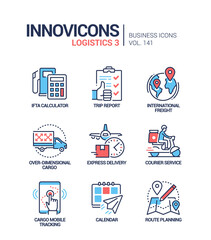Fototapeta premium Logistics - colorful line design style icons set