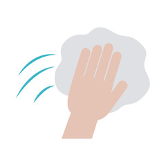 covid 19 coronavirus, hand with cloth cleaning prevention outbreak disease pandemic flat design icon