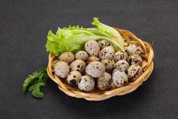 Quail eggs in the basket