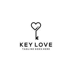 Creative modern key with love logo icon vector template