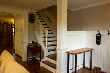 Steps and side board in country home