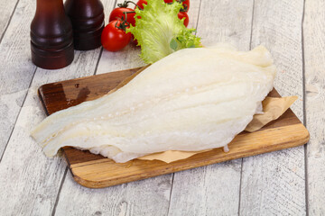Raw halibut fillet