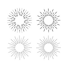 Obraz premium Sun rays images in Hand Drawing style on white background.