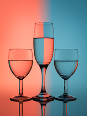 Wine glasses on colorful background - artwork