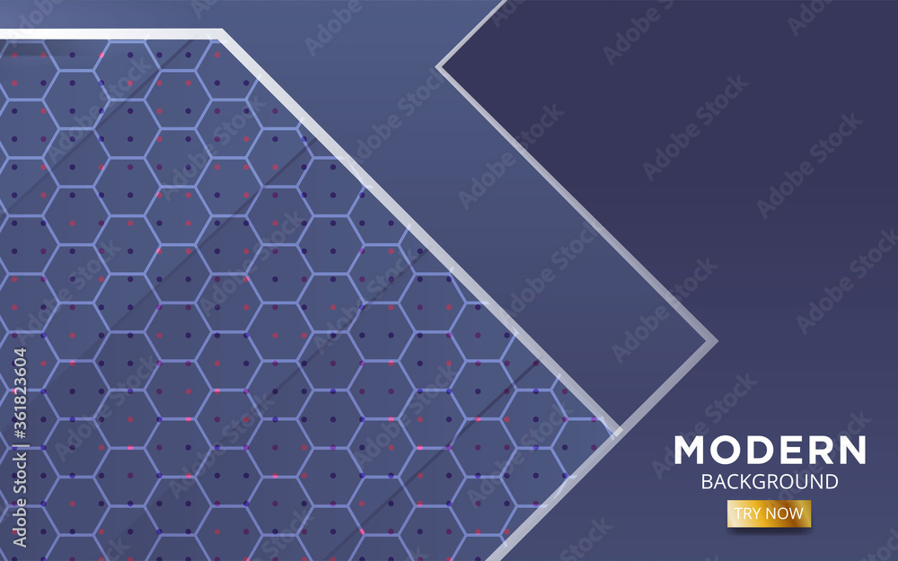 Poster modern premium blue shape future vector background banner with lines and dot in hexagon texture.