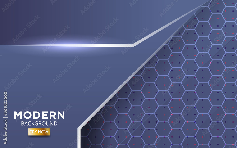 Poster modern premium blue shape future vector background banner with lines and dot in hexagon texture.