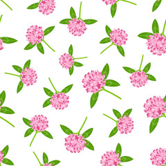 seamless pattern with clover flowers, vector illustration