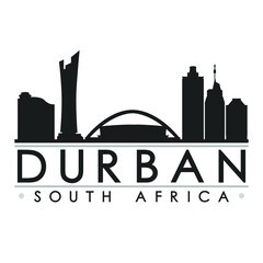 Durban South Africa Skyline Silhouette Design City Vector Art Famous Buildings. - obrazy, fototapety, plakaty