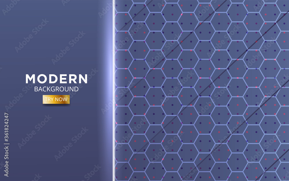 Poster modern premium blue shape future vector background banner with lines and dot in hexagon texture.