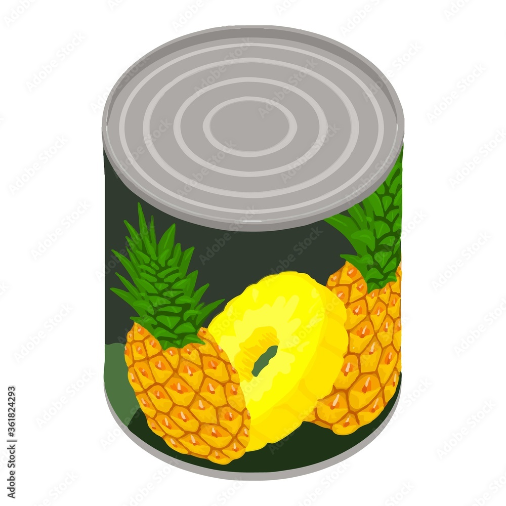 Aufkleber pineapple tin can icon. isometric of pineapple tin can vector icon for web design isolated on white 