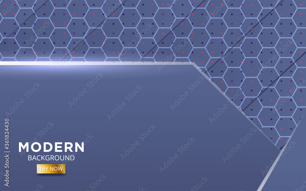 Poster modern premium blue shape future vector background banner with lines and dot in hexagon texture.