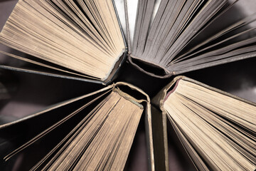 Hardcover book pile of literature