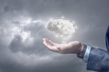 Concept of innovation in artificial intelligence and brainstorming.