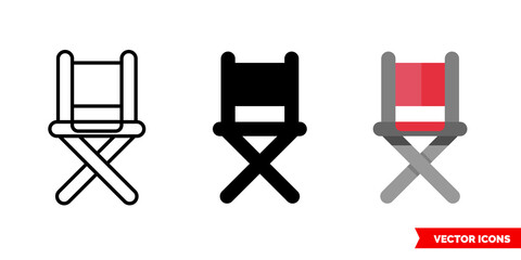 Director chair icon of 3 types. Isolated vector sign symbol.