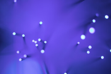 Abstract background. Fantastic fancy plants with colored branches with luminous dots at the ends. Lamp from a panicle of optical fibers on a dark background.