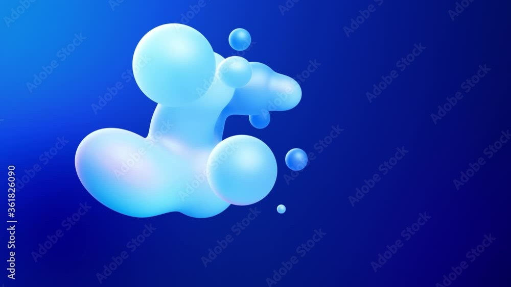 Poster 3d abstract background with droplets of molten wax merge and fly apart drops in liquid. subsurface s