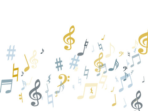 Silver gold music notes vector background illustration.