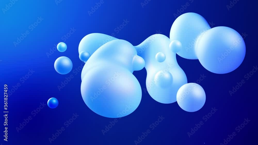 Poster 3d abstract background with droplets of molten wax merge and fly apart drops in liquid. subsurface s