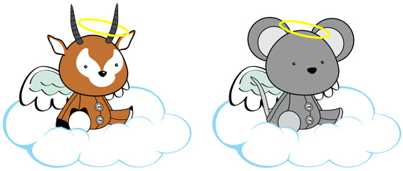 cute kawaii baby animals cherub angel cartoon collection in vector format