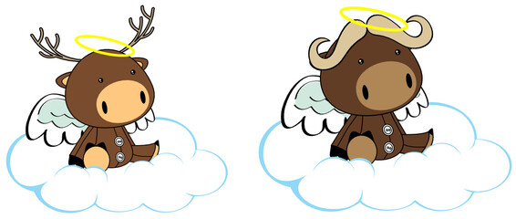 cute kawaii baby animals cherub angel cartoon collection in vector format