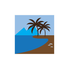Fototapeta na wymiar sunset coconut tree colorful beach illustration vector design