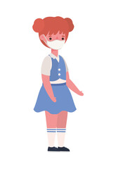 Girl kid with medical mask and uniform design, Back to school theme Vector illustration