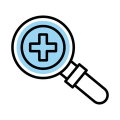 Fototapeta premium medical cross symbol in magnifying glass line style